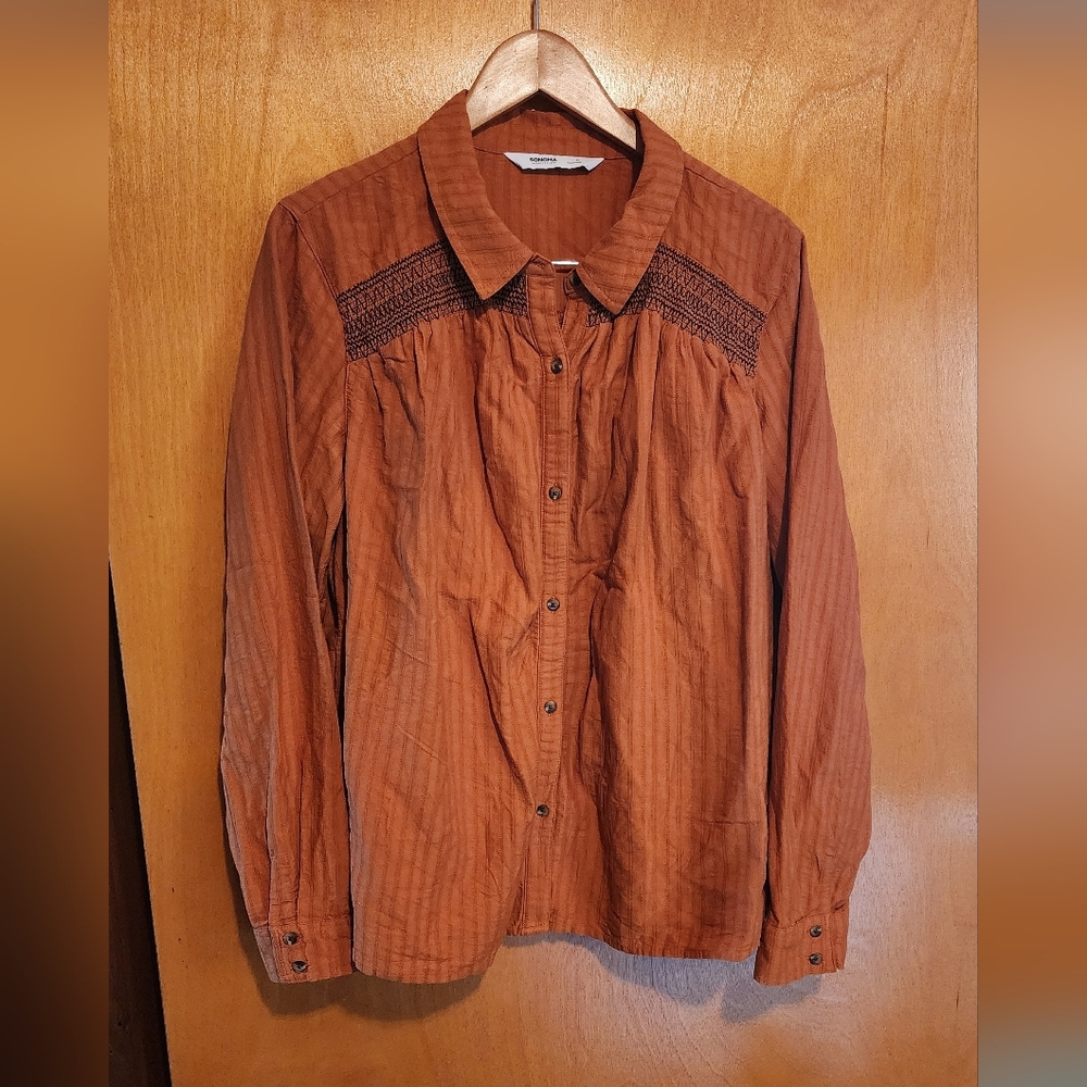 NWT Sonoma Sustainable Cotton Blend Western Boho Autumn/Fall Button-Up